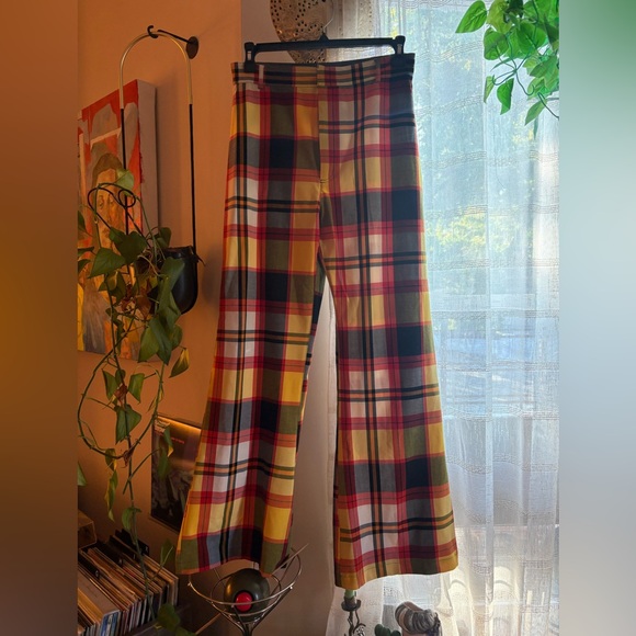 Free People: Plaid Wide-Leg Pants - Picture 1 of 5